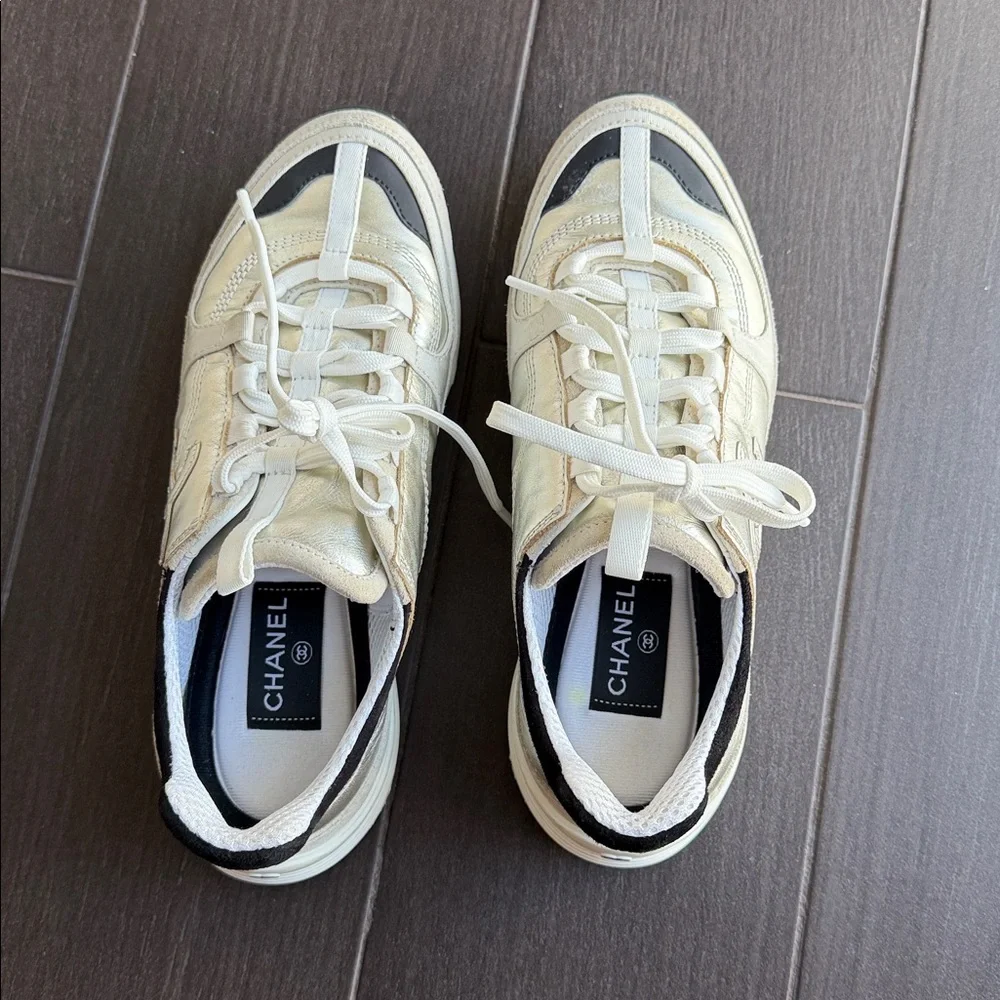 Chanel Metallic Leather Low-Top Sneakers